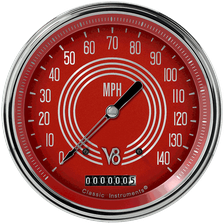 V8 Red Steelie 5" Speedometer Gauge (140 MPH) image 1