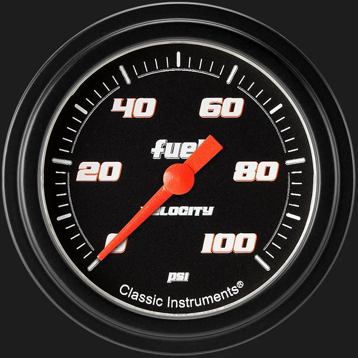 Velocity Black 2-5/8" Fuel Pressure Gauge (100 PSI)