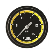 Autocross Yellow 2-5/8" Fuel Pressure Gauge (15 PSI) image 1