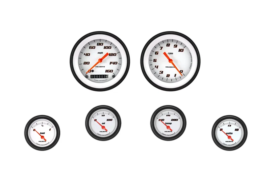 Velocity White Six Gauge Set
