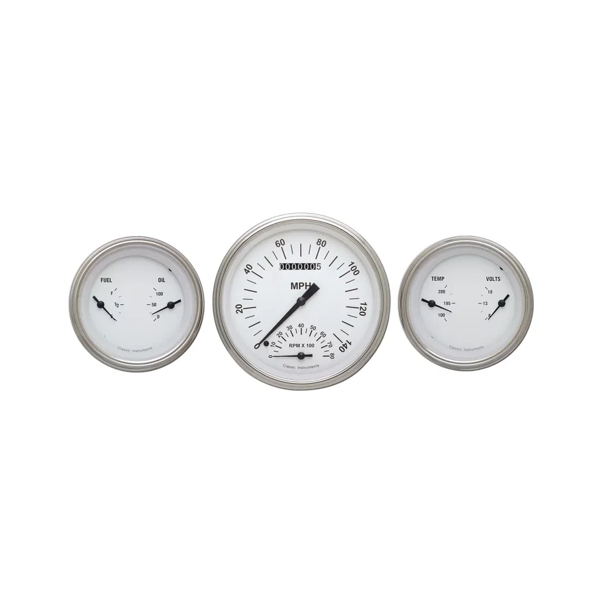 White Hot 5" SpeedTach with Two 3" Gauges GM