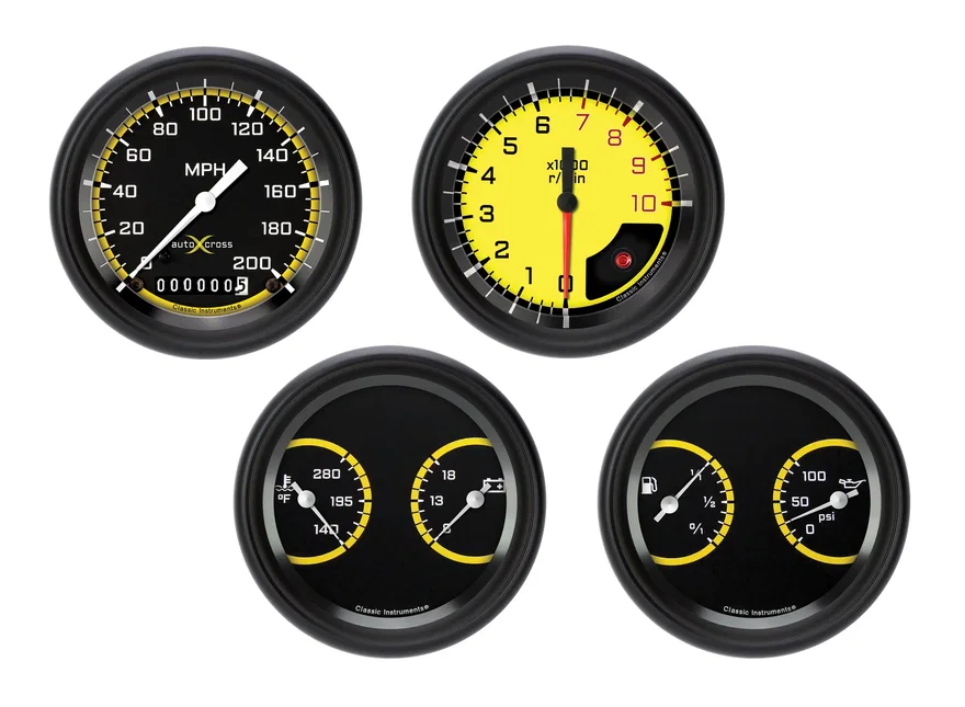AutoCross Yellow Four Gauge Set