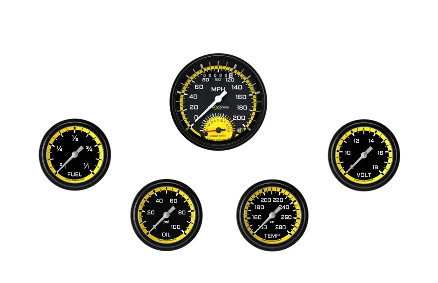 AutoCross Yellow 3" UltimateWith 2-5/8" Fuel/Water/Temp/Oil