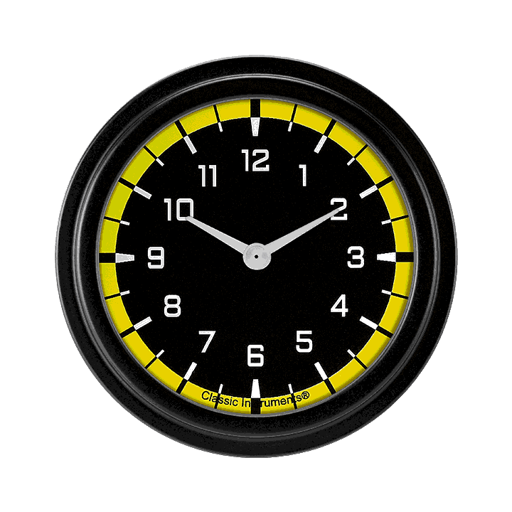 AutoCross Yellow 2-5/8" Clock