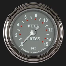 Silver Gray 2-1/8" Fuel Pressure Gauge (15 PSI) image 1