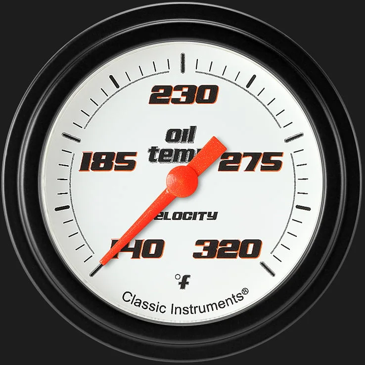 Velocity White 2-5/8" Oil Temperature Gauge