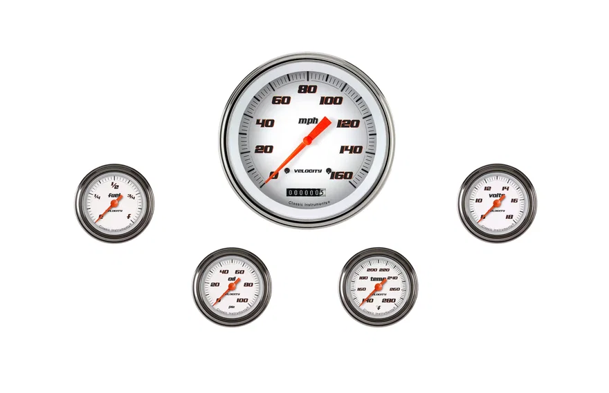 Velocity White Full Sweep Five Gauge Set GM