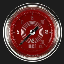 V8 Red Steelie 2-1/8" Boost Gauge (30 PSI) image 1