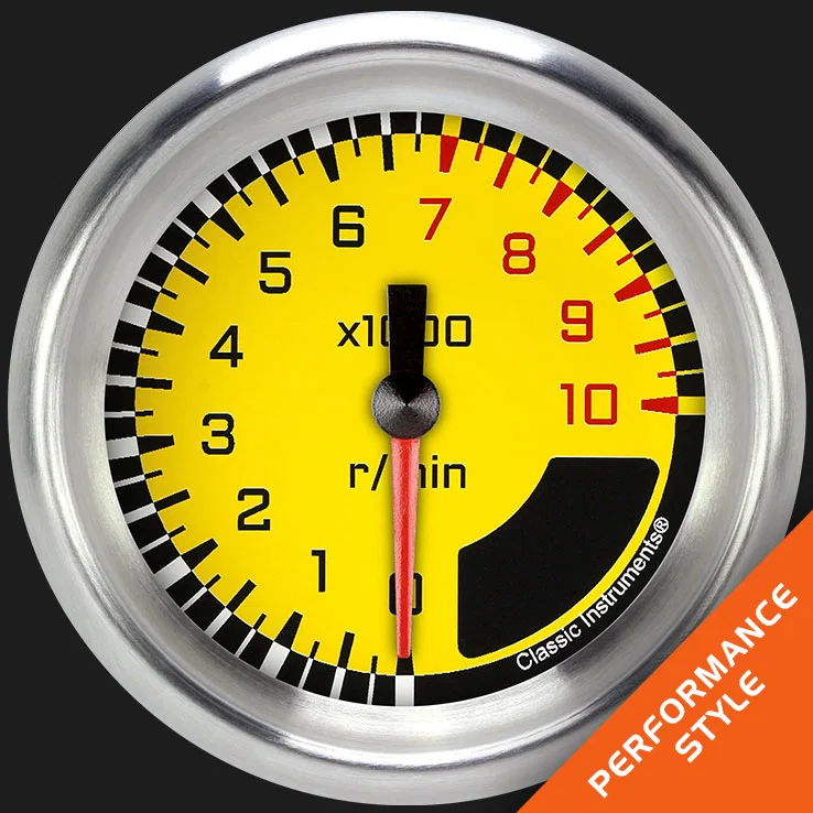 AutoCross Yellow 2-5/8" Tachometer Gauge