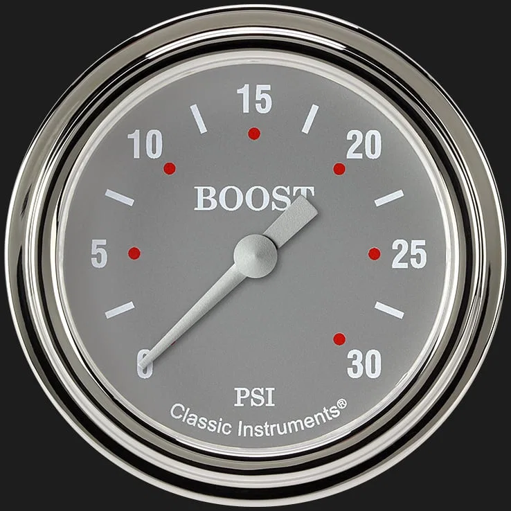 Silver Gray 2-5/8" Boost Gauge (30 PSI)