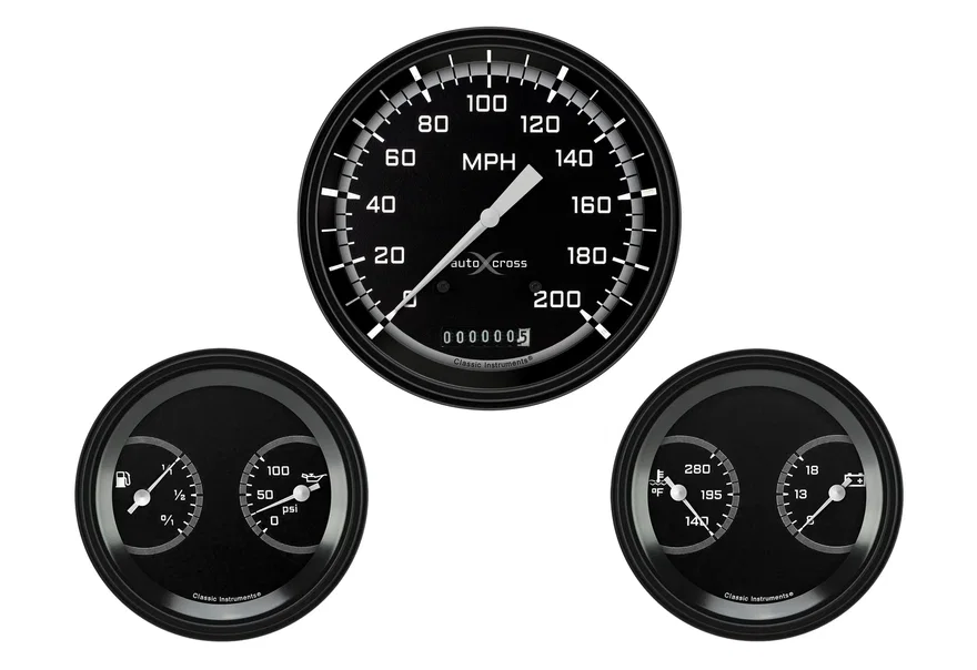 AutoCross Gray 5" Speedometer with Two 3" Dual Gauges