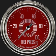 V8 Red Steelie 2-5/8" Fuel Pressure Gauge (100 PSI) image 1