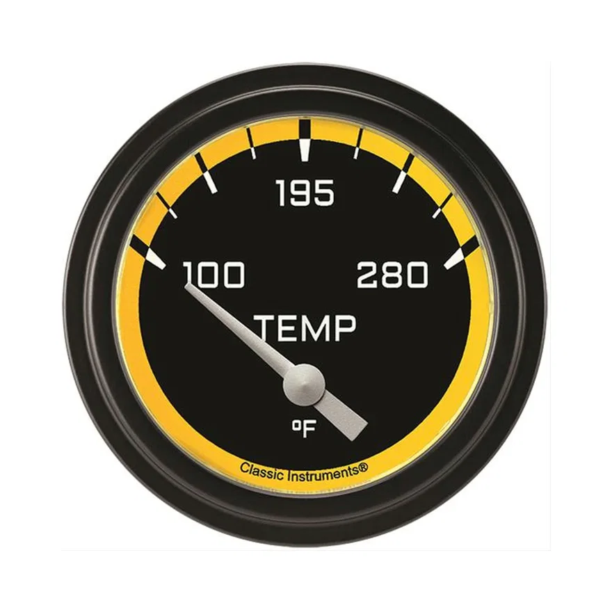 AutoCross Yellow 2-5/8" Short Sweep Water Temp Gauge