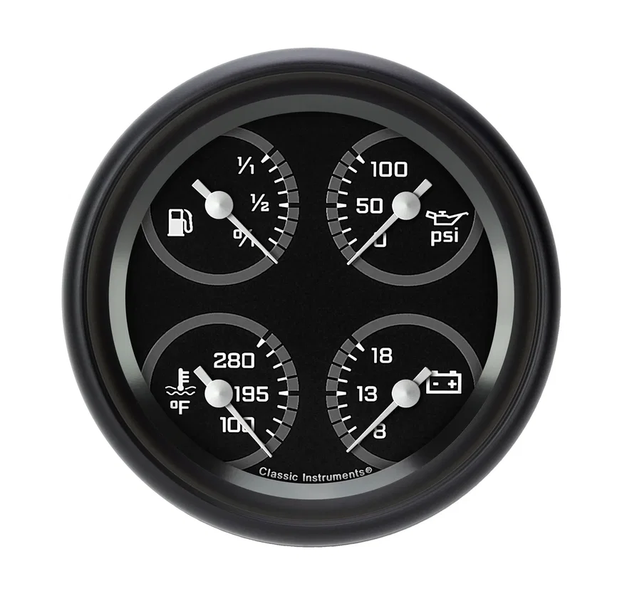 AutoCross Gray 3-3/8" Quad Gauge