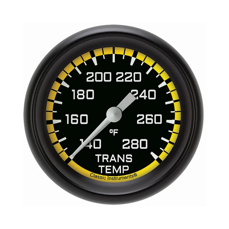 Autocross Yellow 2-5/8" Transmission Temperature Gauge