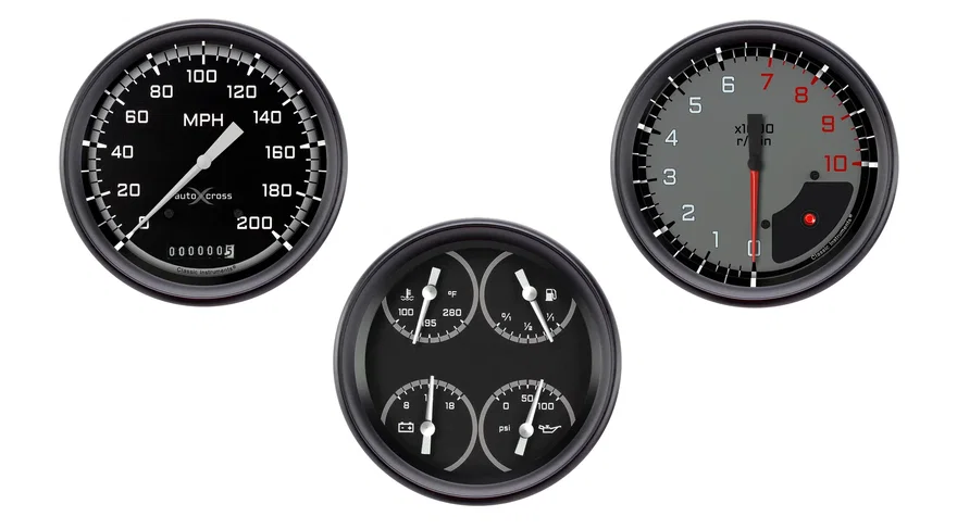 AutoCross Gray Three Gauge Set