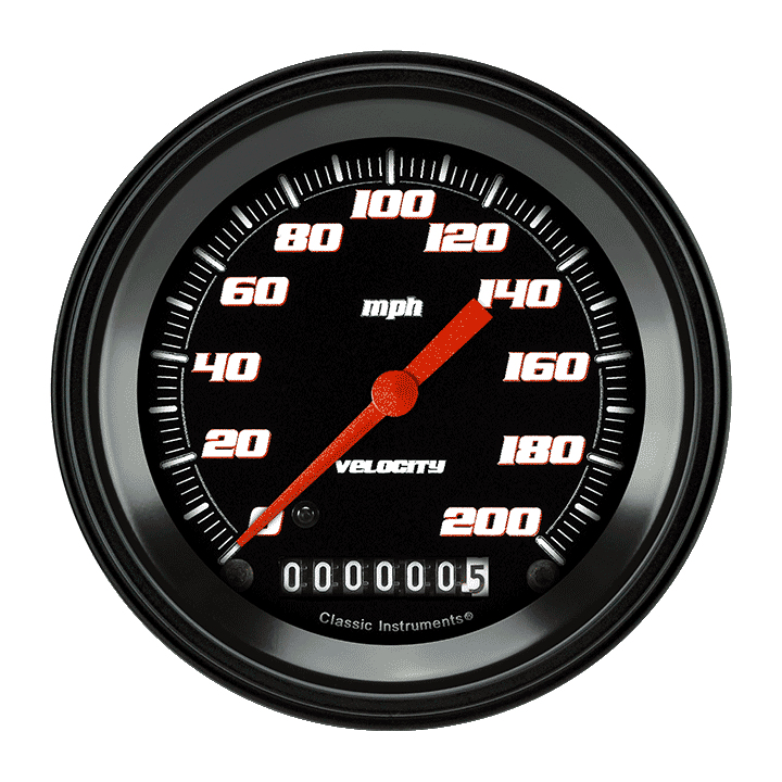 Velocity Black 3-3/8" Speedometer Gauge