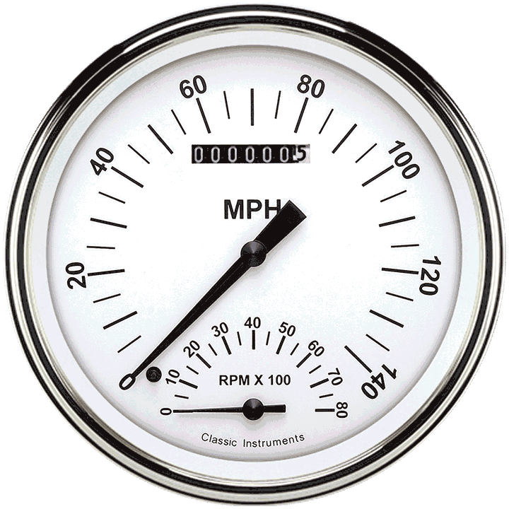 White Hot 5" Speedtachular Speedometer Gauge