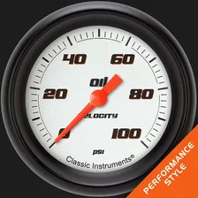 Velocity White 2-5/8" Oil Pressure Gauge image 1