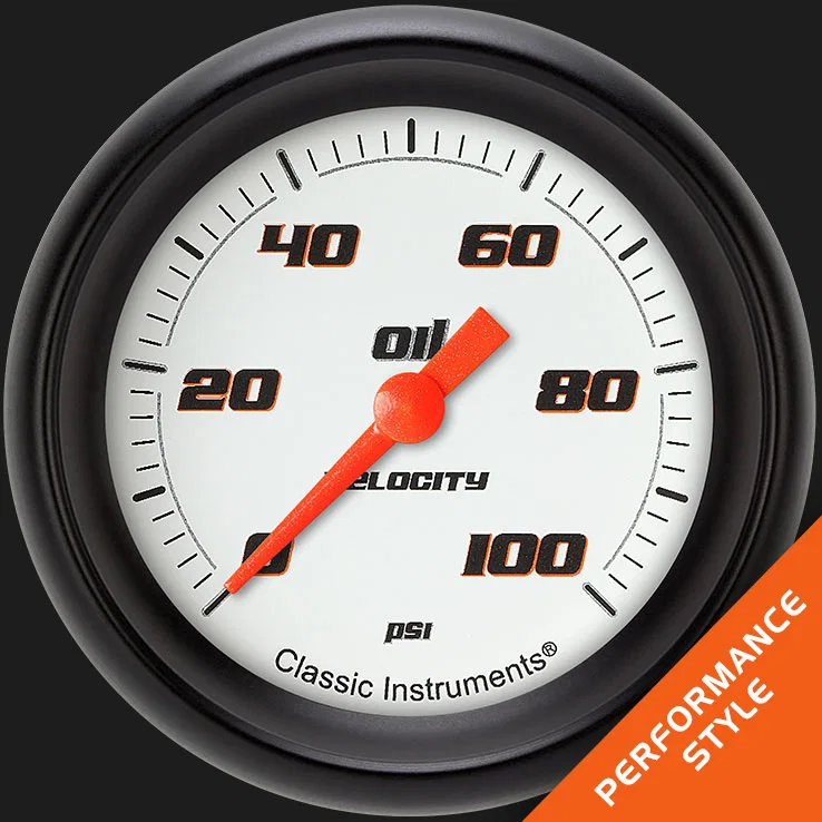 Velocity White 2-5/8" Oil Pressure Gauge