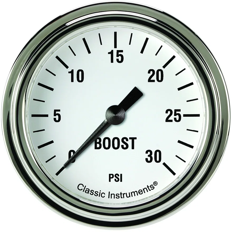 White Hot 2-5/8" Boost Gauge (30 PSI)
