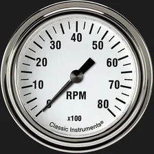 White Hot 2-5/8" Tachometer Gauge image 1