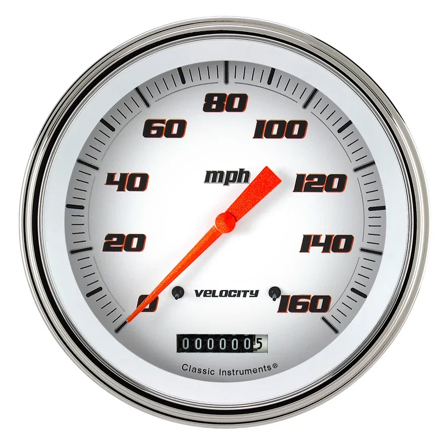 Velocity White 5" Speedometer Gauge (160 MPH)