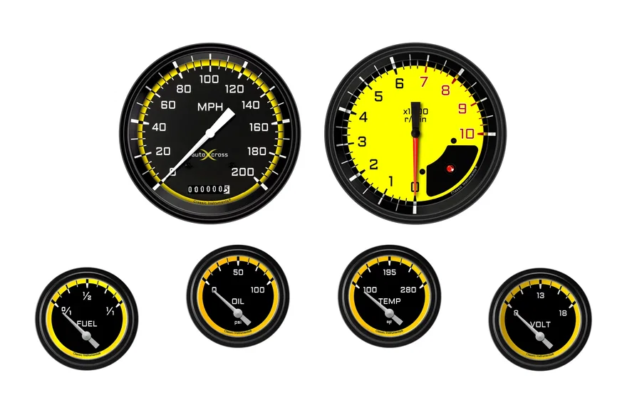 AutoCross Yellow Six Gauge Set