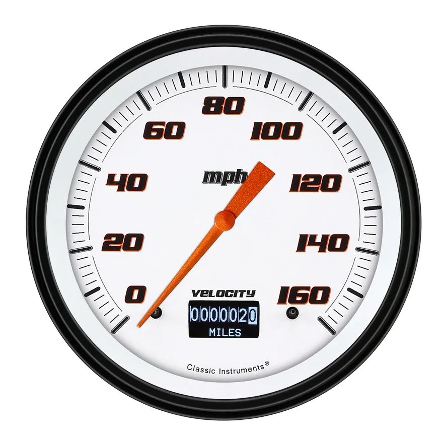Velocity White 4-5/8" Speedometer Gauge w/ Info Screen