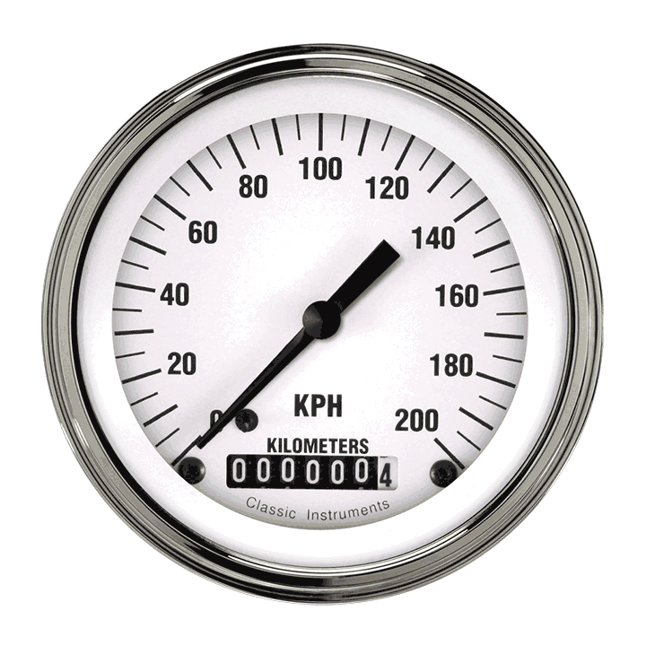 White Hot 3-3/8" Speedometer Gauge