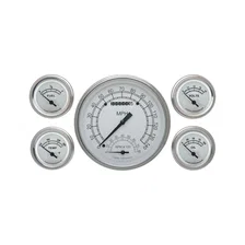White 5" Speedo/Tach w/ 2-1/8" Fuel/Temp/Volt/Oil GM image 1
