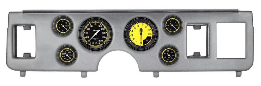 1979-86 Mustang AutoCross Yellow Full Sweep 6 Gauge Set Ford