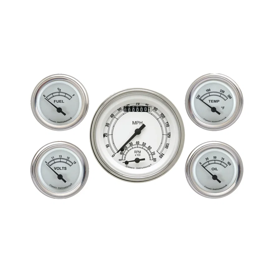 White 3" Ultimate With 2-1/8" Fuel/Temp/Volt/Oil GM