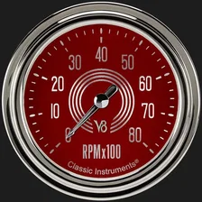 V8 Red Steelie 2-5/8" Tachometer Gauge image 1
