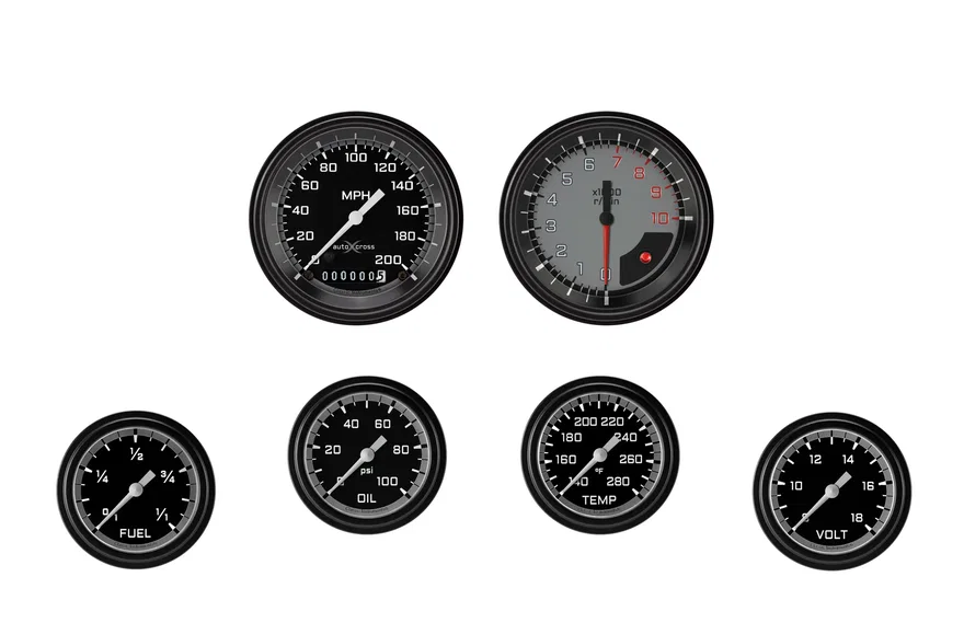 AutoCross Gray Six Gauge Set