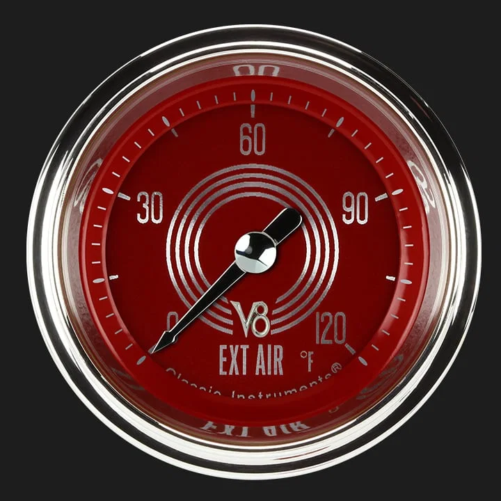 V8 Red Steelie 2-1/8" Outside Air Tempature Gauge