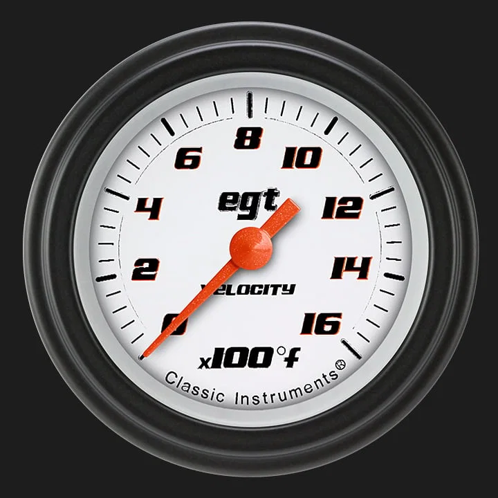 Velocity White 2-1/8" Exhaust Gas Tempature Gauge
