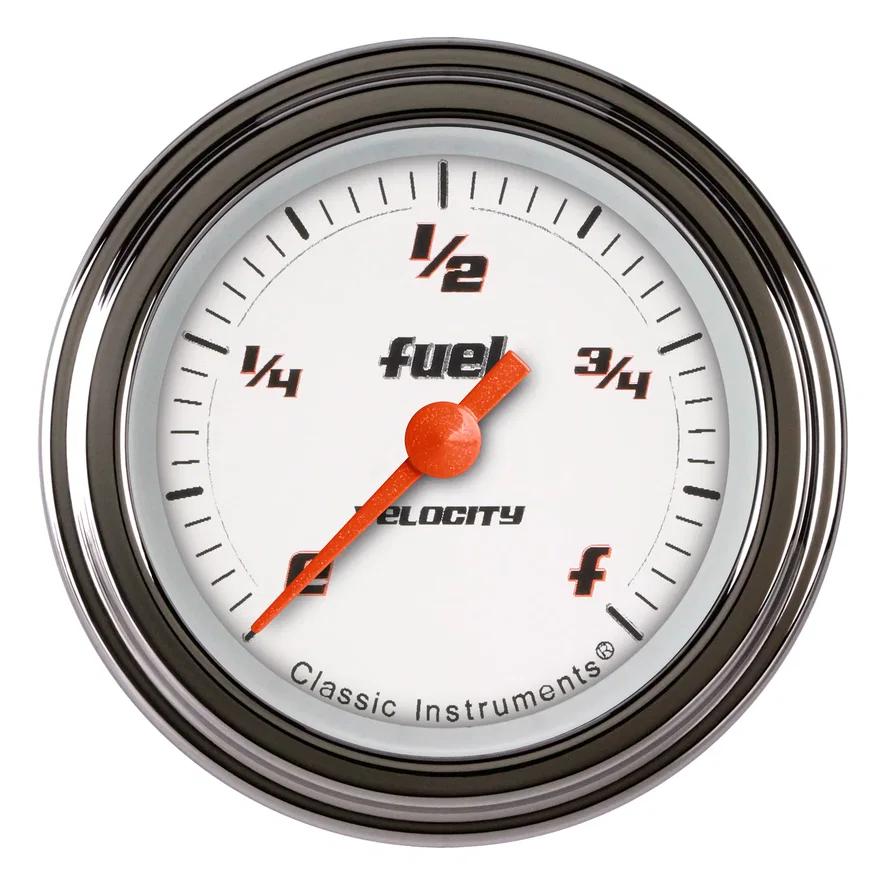 Velocity White 2-1/8" Fuel Level Gauge Program American