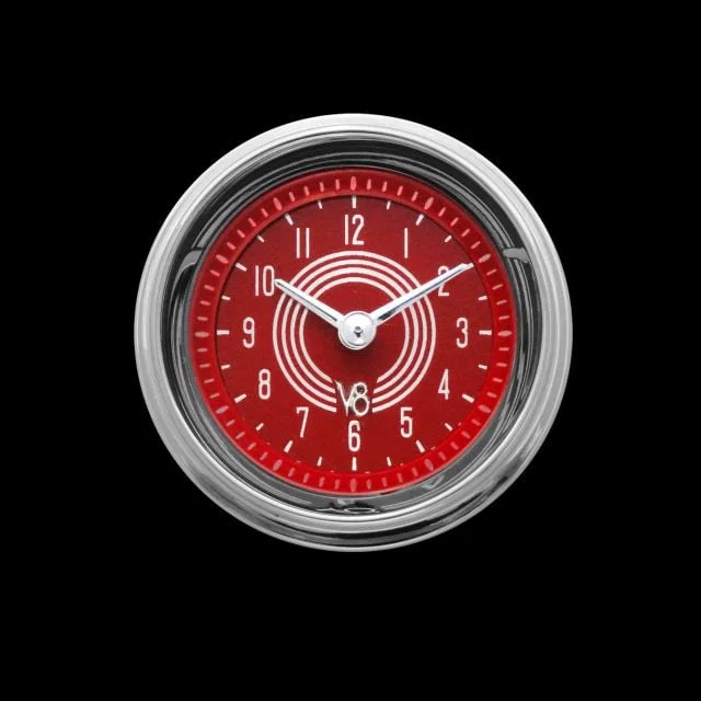 V8 Red Steelie 2-1/8" Clock