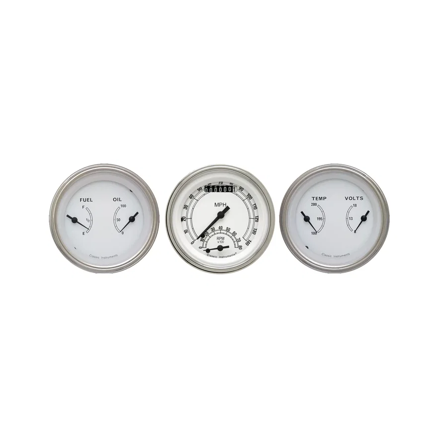 White 3" Ultimate with Two 3" Gauges GM