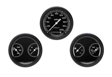 AutoCross Gray 3-3/8" Speedo & 2 Duals with Black Low Step Bezel Flat Glass Lens image 1