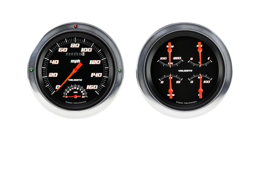Velocity Black 5" Speedometer/Tachometer/Quad-Ls for 1954-1955 Chevy Truck