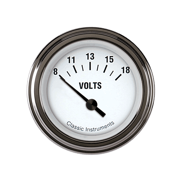 White Hot 2-1/8" Volt Gauge