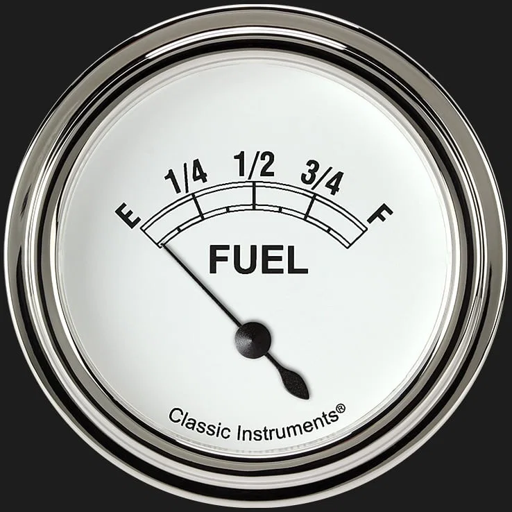 White 2-5/8" Fuel Level Gauge