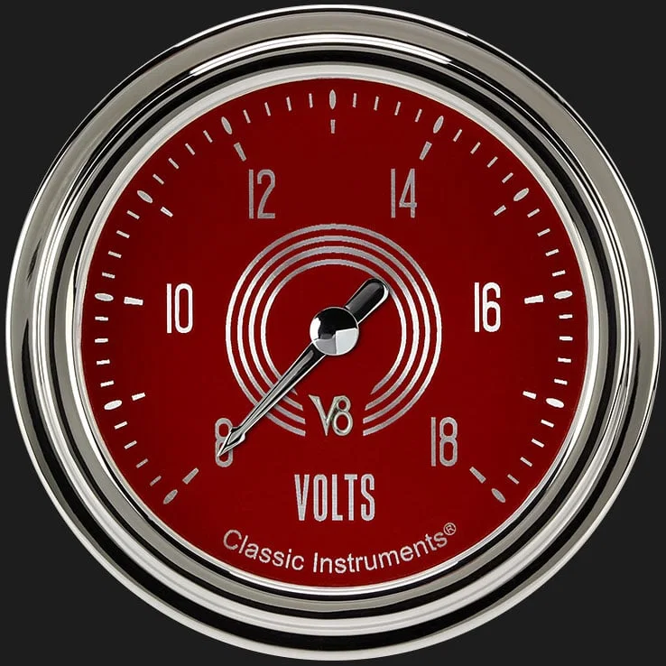 V8 Red Steelie 2-5/8" Volt Gauge