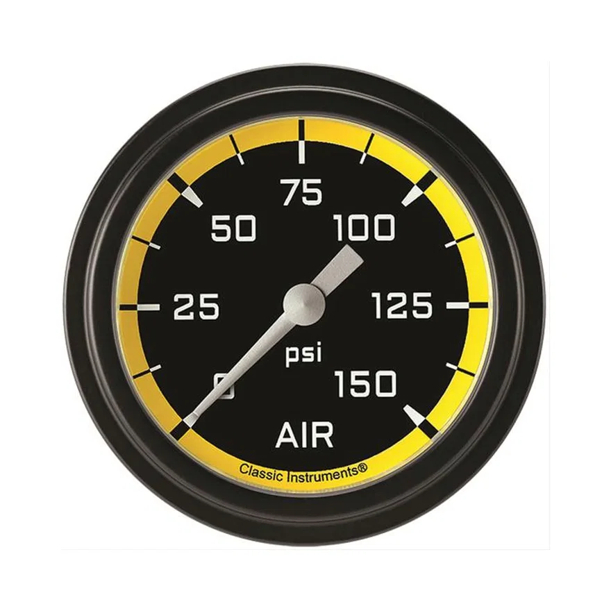 Autocross Yellow 2-5/8" Air Pressure Gauge