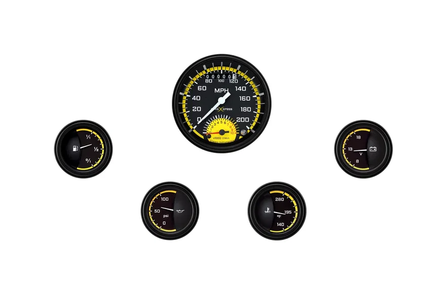 AutoCross Yellow 3" Ultimate w/ 2-1/8" Fuel/Temp/Volt/Oil GM