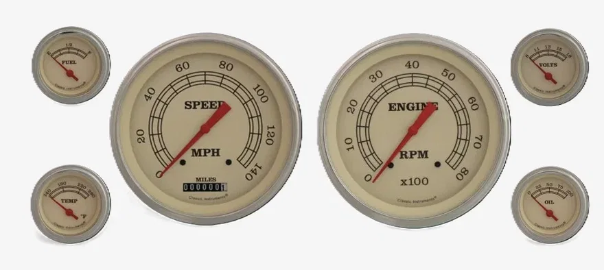 Vintage 5" Speedo/Tach With 2-1/8" Fuel/Temp/Volt/Oil GM