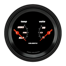 Velocity Black 3-3/8" Temperature & Volt Dual Gauge image 1