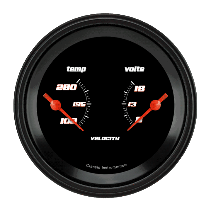 Velocity Black 3-3/8" Temperature & Volt Dual Gauge